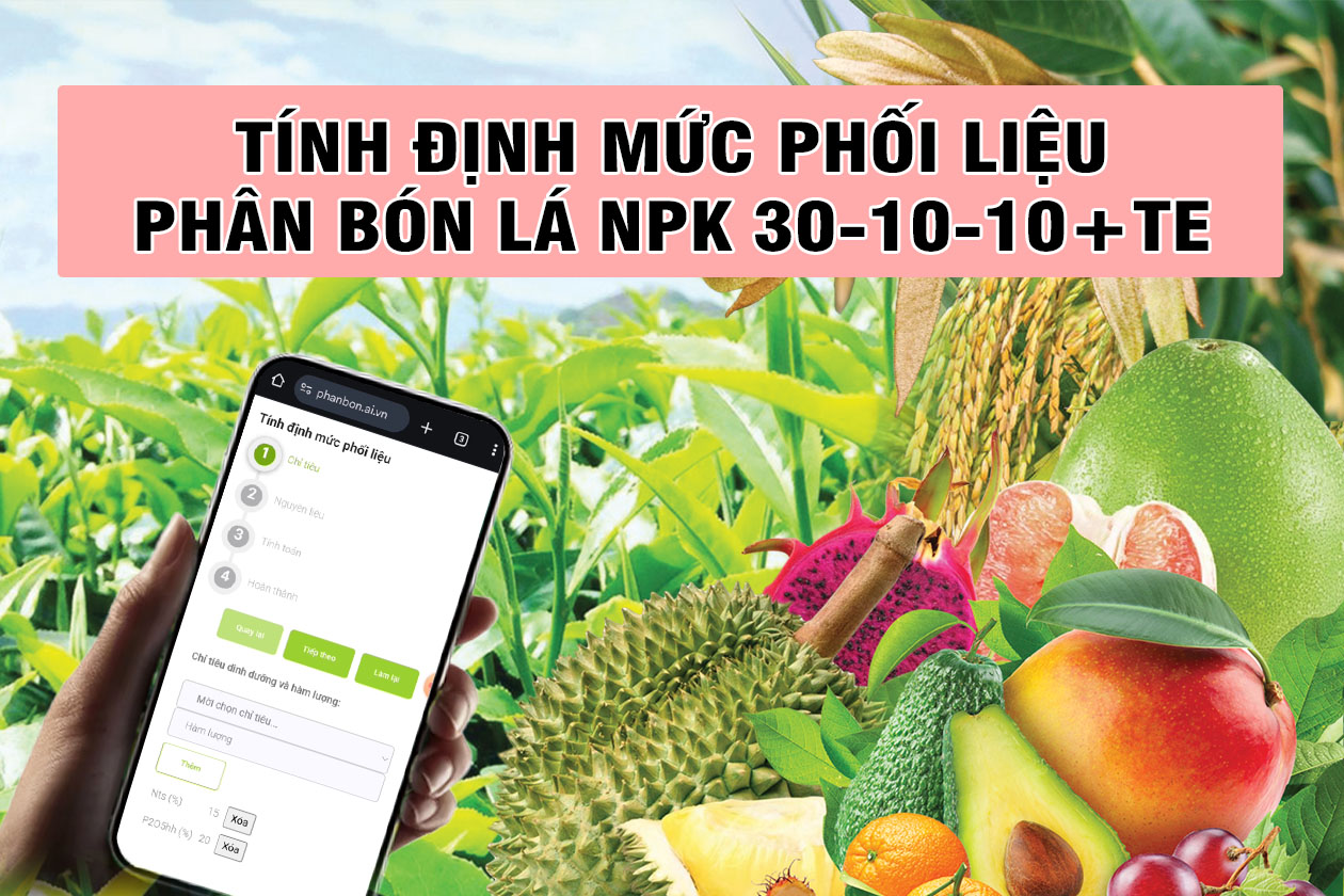 Phân bón lá NPK 30-10-10+TE - Cách tính lượng nguyên liệu phối trộn